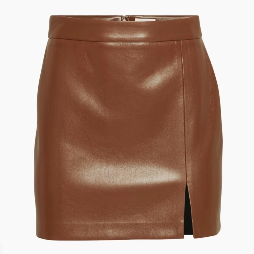 Aritzia Brown Vegan Leather Skirt